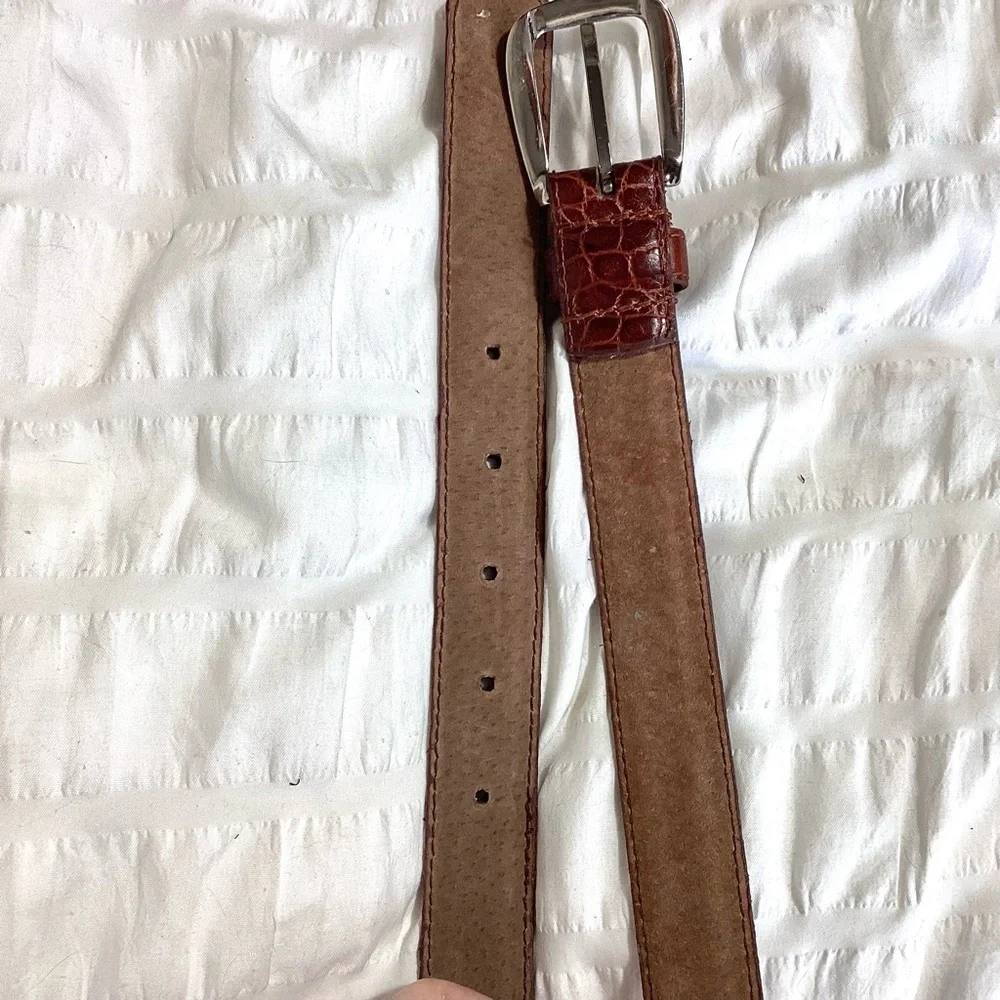 St Johns Bay Croc Embossed Leather Belt Size M